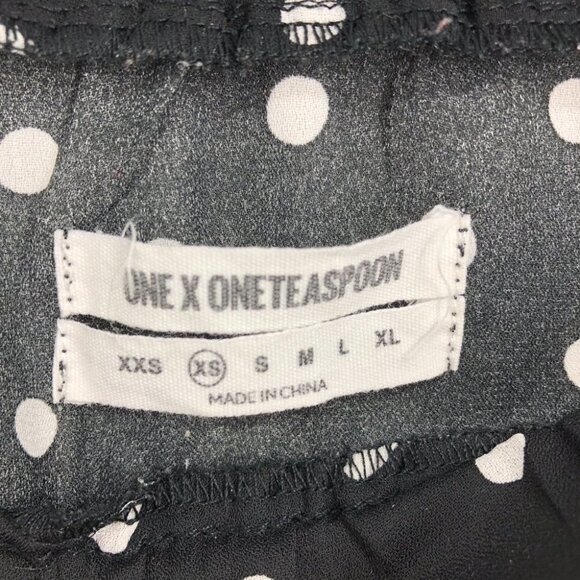 One Teaspoon Women's Black Bonnie Ace Polka Dot Off-the-shoulder Top Size XS - Picture 5 of 16